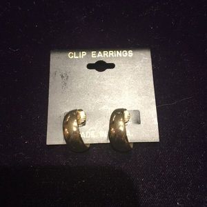 Gold hoop clip on earrings